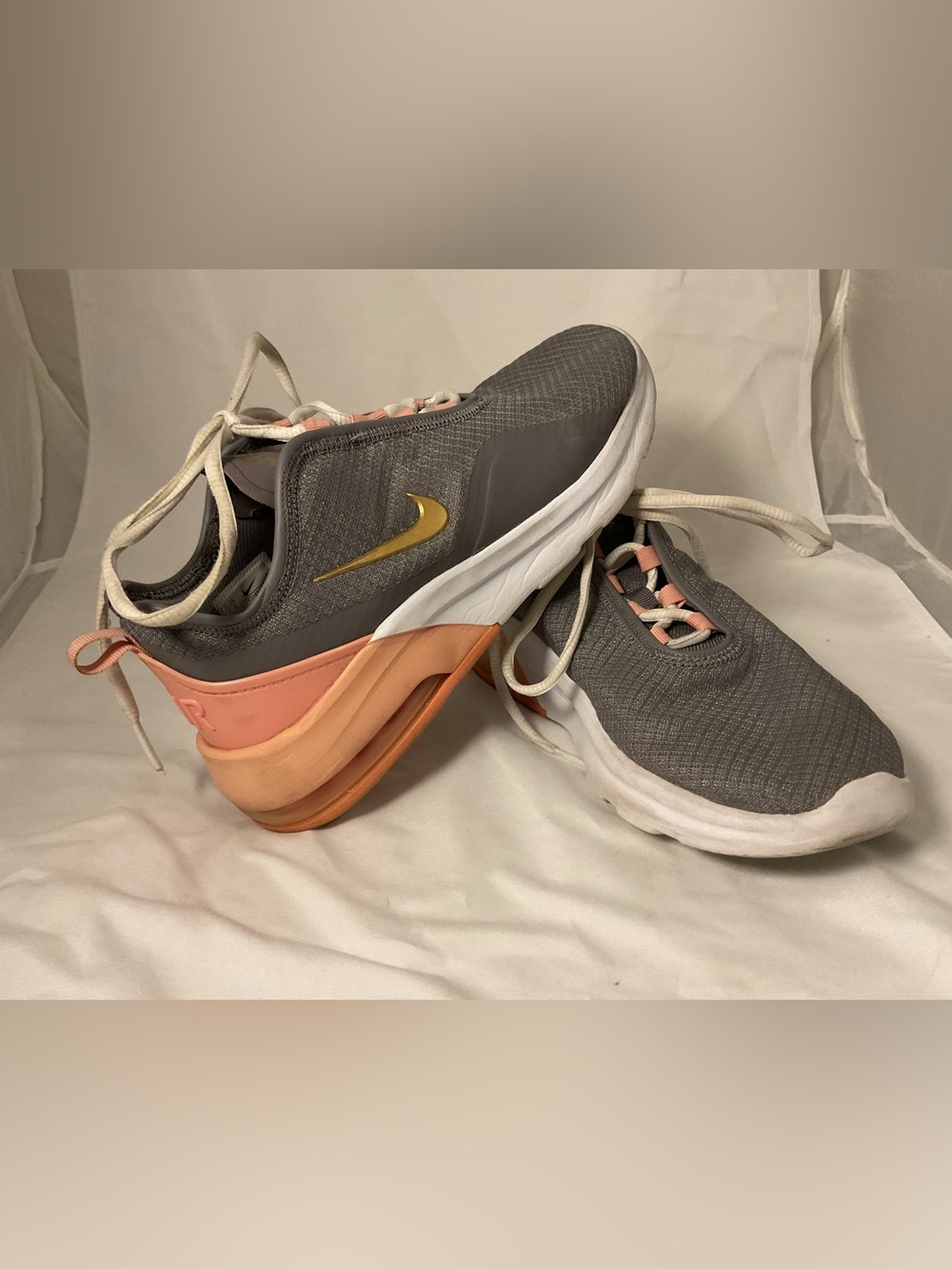 Nike Women's Gray with Peach and Gold Accent Athletic Sneakers